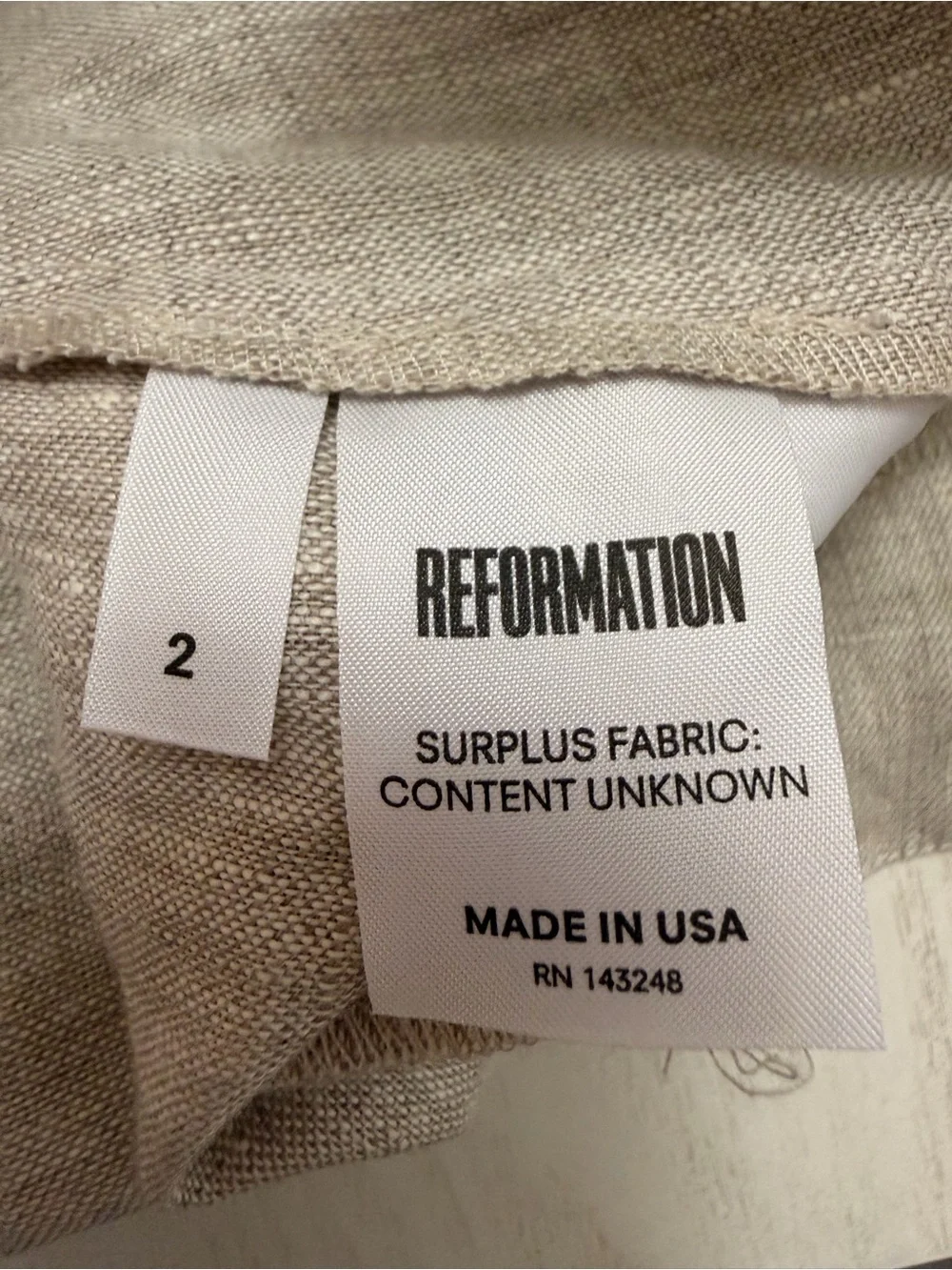 Reformation Natural-Tone Tie-Waist Linen Pants